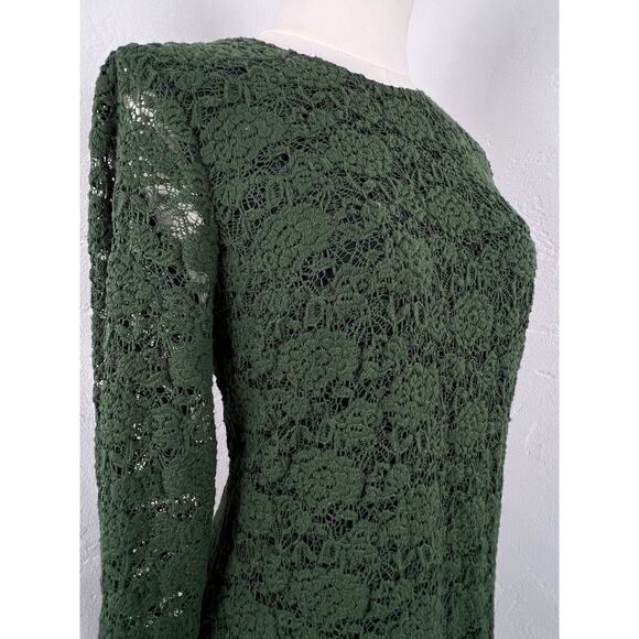 JUICY COUTURE Cire Juniper Green Lace & Leather Dress (Womens: Med) - Picture 6 of 12